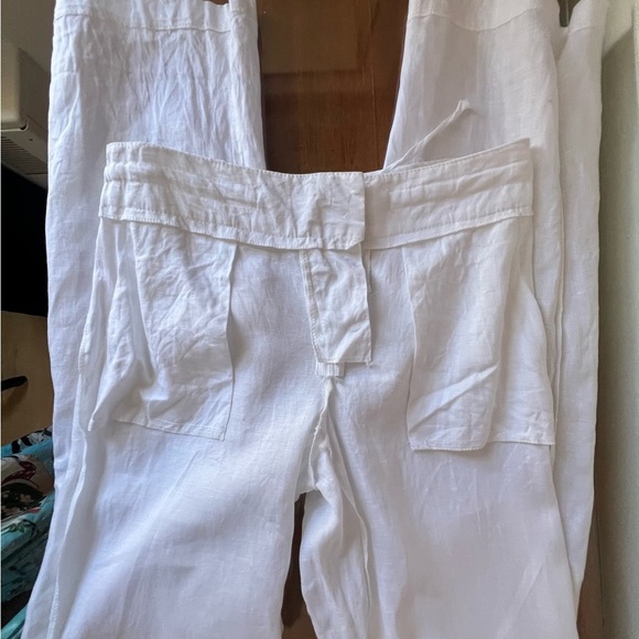 Blue Island Crisp Semi-Sheer White Linen Pants - Picture 14 of 14
